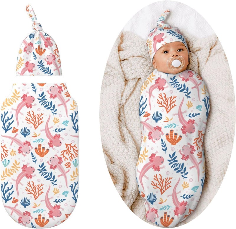Figtihw Axolotl Swaddle Blankets Newborn Receiving Blanket Baby Swaddle Wrap Soft Sleeping Sack for Baby Girls Boys - Image 1